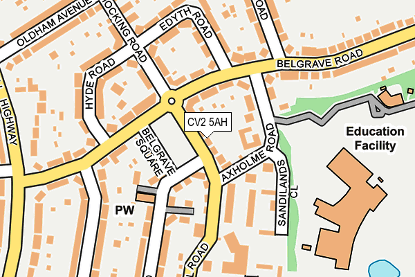 CV2 5AH map - OS OpenMap – Local (Ordnance Survey)