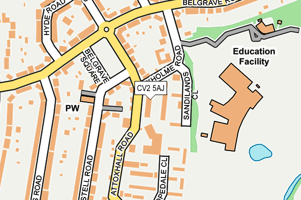 CV2 5AJ map - OS OpenMap – Local (Ordnance Survey)