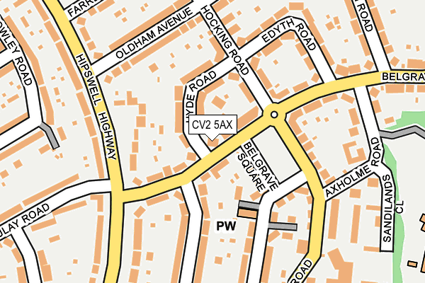 CV2 5AX map - OS OpenMap – Local (Ordnance Survey)