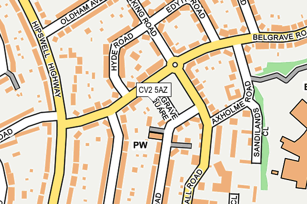 CV2 5AZ map - OS OpenMap – Local (Ordnance Survey)