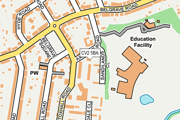 CV2 5BA map - OS OpenMap – Local (Ordnance Survey)