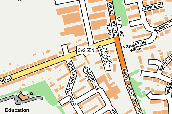 CV2 5BN map - OS OpenMap – Local (Ordnance Survey)