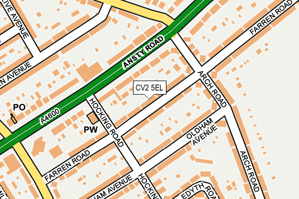 CV2 5EL map - OS OpenMap – Local (Ordnance Survey)