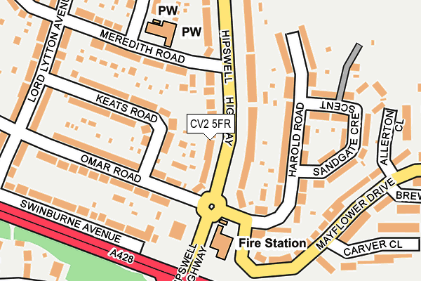 CV2 5FR map - OS OpenMap – Local (Ordnance Survey)