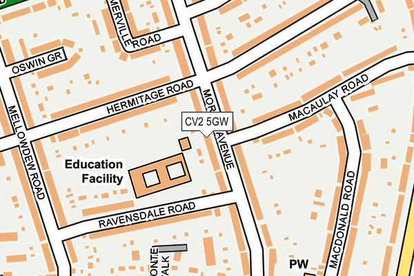 CV2 5GW map - OS OpenMap – Local (Ordnance Survey)