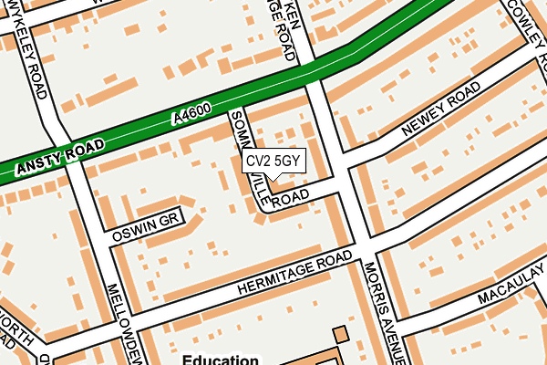 CV2 5GY map - OS OpenMap – Local (Ordnance Survey)