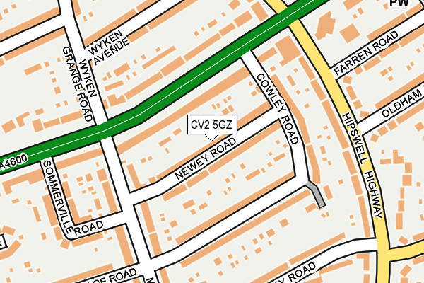 CV2 5GZ map - OS OpenMap – Local (Ordnance Survey)