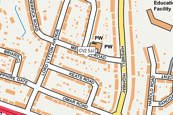CV2 5JJ map - OS OpenMap – Local (Ordnance Survey)