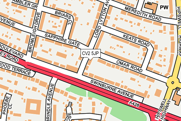 CV2 5JP map - OS OpenMap – Local (Ordnance Survey)