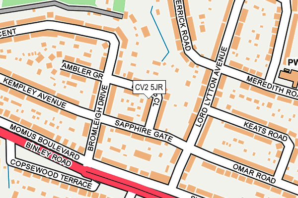CV2 5JR map - OS OpenMap – Local (Ordnance Survey)