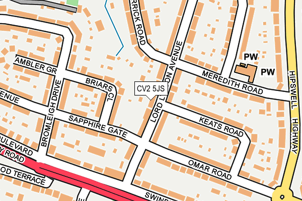 CV2 5JS map - OS OpenMap – Local (Ordnance Survey)
