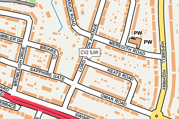 CV2 5JW map - OS OpenMap – Local (Ordnance Survey)