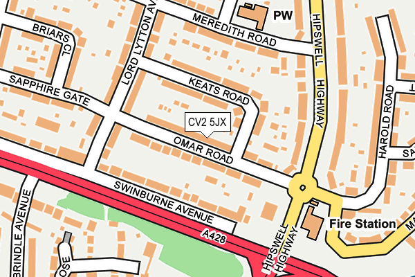 CV2 5JX map - OS OpenMap – Local (Ordnance Survey)