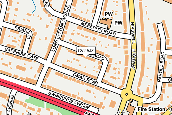 CV2 5JZ map - OS OpenMap – Local (Ordnance Survey)