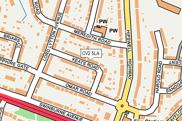 CV2 5LA map - OS OpenMap – Local (Ordnance Survey)