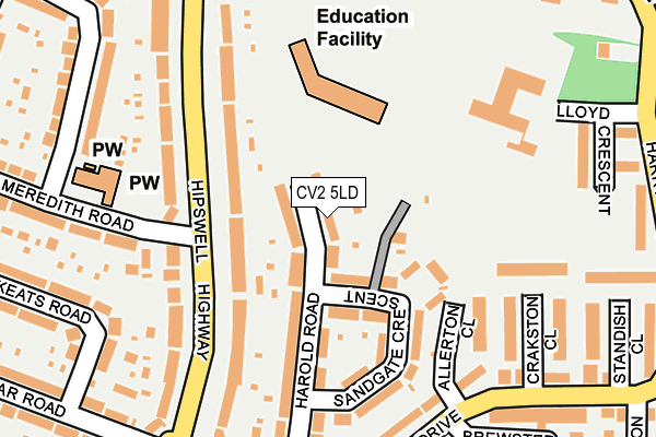 CV2 5LD map - OS OpenMap – Local (Ordnance Survey)
