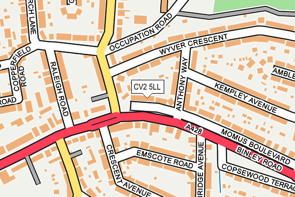 CV2 5LL map - OS OpenMap – Local (Ordnance Survey)