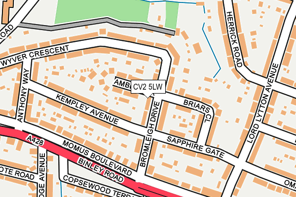 CV2 5LW map - OS OpenMap – Local (Ordnance Survey)