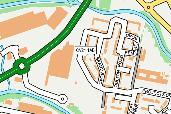 CV21 1AB map - OS OpenMap – Local (Ordnance Survey)