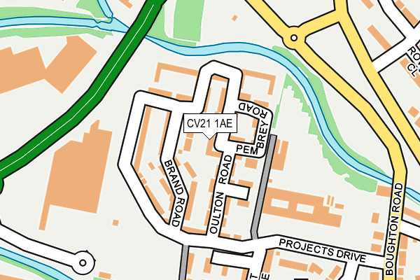 CV21 1AE map - OS OpenMap – Local (Ordnance Survey)