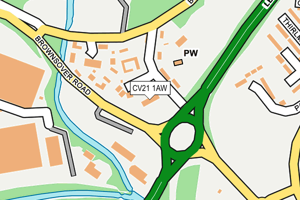 CV21 1AW map - OS OpenMap – Local (Ordnance Survey)