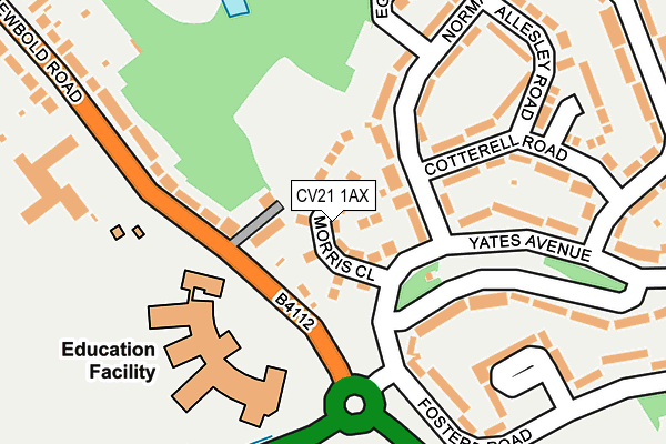CV21 1AX map - OS OpenMap – Local (Ordnance Survey)