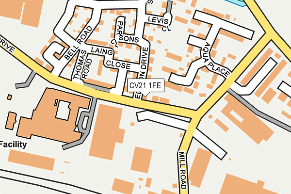 CV21 1FE map - OS OpenMap – Local (Ordnance Survey)