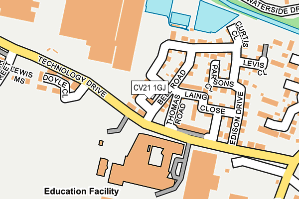 CV21 1GJ map - OS OpenMap – Local (Ordnance Survey)
