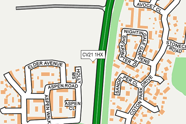 CV21 1HX map - OS OpenMap – Local (Ordnance Survey)