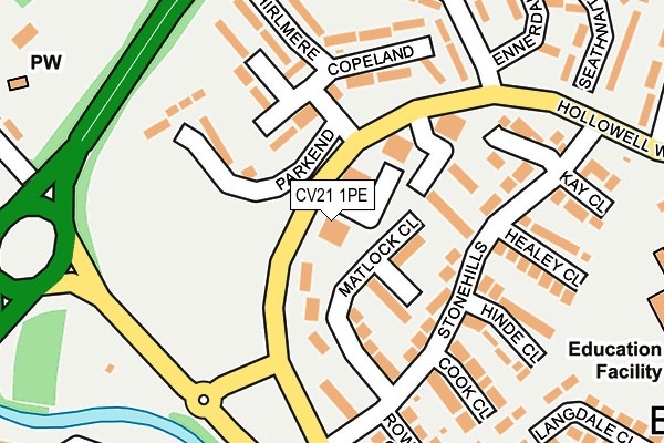 CV21 1PE map - OS OpenMap – Local (Ordnance Survey)
