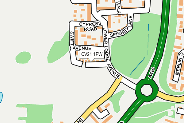CV21 1PW map - OS OpenMap – Local (Ordnance Survey)
