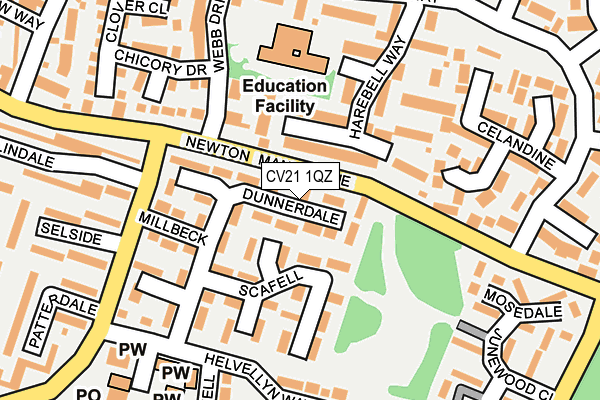 CV21 1QZ map - OS OpenMap – Local (Ordnance Survey)