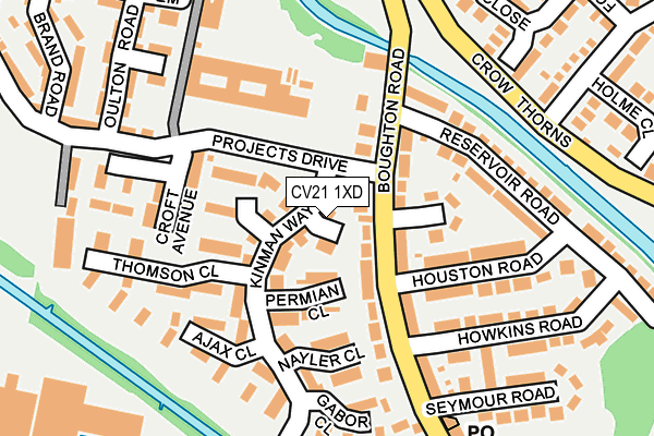 CV21 1XD map - OS OpenMap – Local (Ordnance Survey)