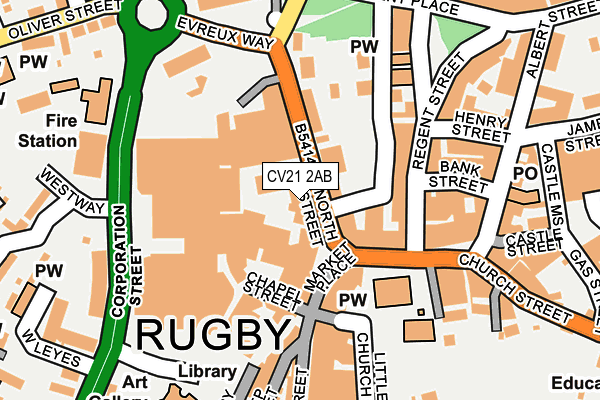 CV21 2AB map - OS OpenMap – Local (Ordnance Survey)