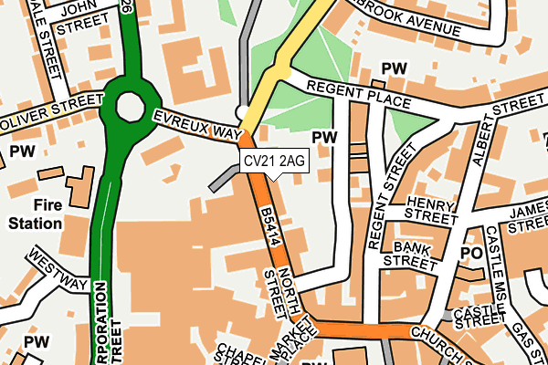 CV21 2AG map - OS OpenMap – Local (Ordnance Survey)