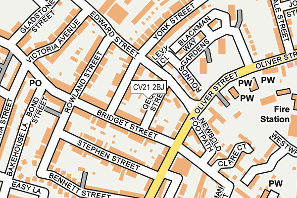 CV21 2BJ map - OS OpenMap – Local (Ordnance Survey)