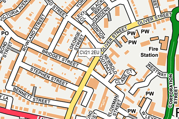CV21 2EU map - OS OpenMap – Local (Ordnance Survey)
