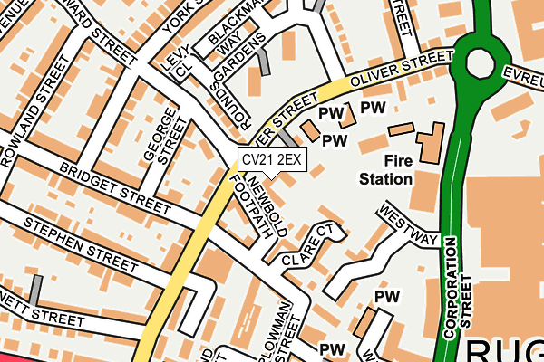 CV21 2EX map - OS OpenMap – Local (Ordnance Survey)