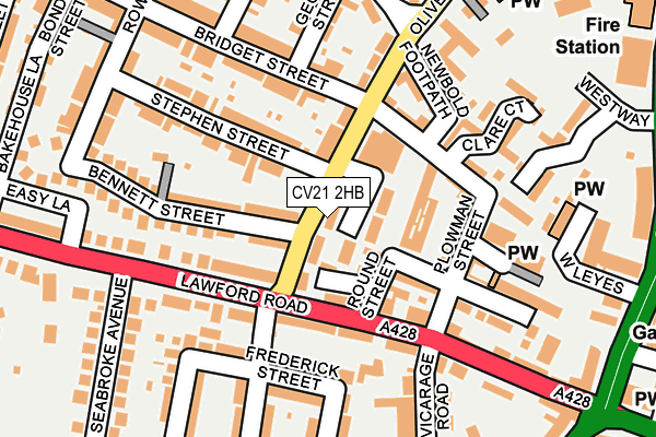 CV21 2HB map - OS OpenMap – Local (Ordnance Survey)