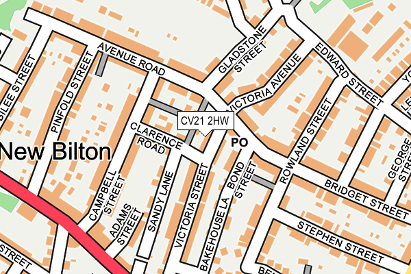CV21 2HW map - OS OpenMap – Local (Ordnance Survey)