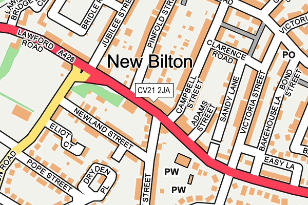 CV21 2JA map - OS OpenMap – Local (Ordnance Survey)