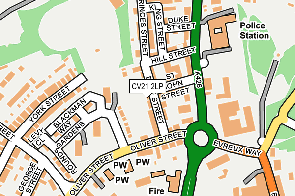 CV21 2LP map - OS OpenMap – Local (Ordnance Survey)
