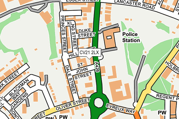 CV21 2LX map - OS OpenMap – Local (Ordnance Survey)