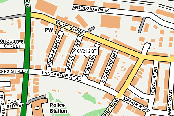 CV21 2QT map - OS OpenMap – Local (Ordnance Survey)