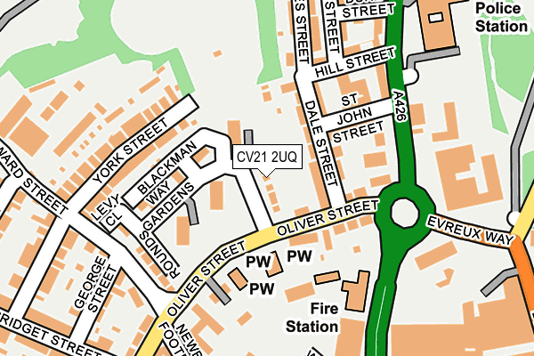 CV21 2UQ map - OS OpenMap – Local (Ordnance Survey)