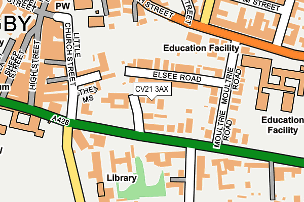 CV21 3AX map - OS OpenMap – Local (Ordnance Survey)