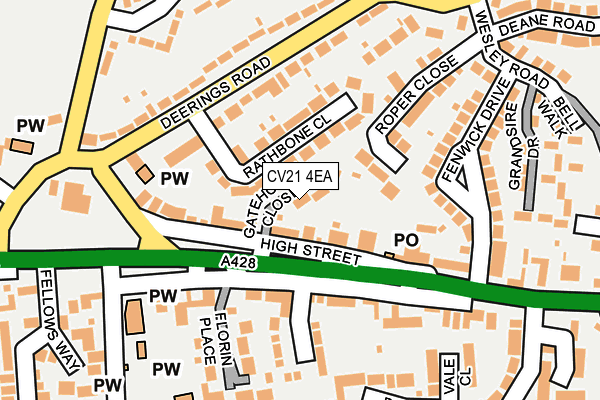 CV21 4EA map - OS OpenMap – Local (Ordnance Survey)