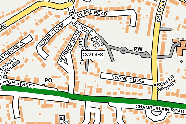 CV21 4ES map - OS OpenMap – Local (Ordnance Survey)