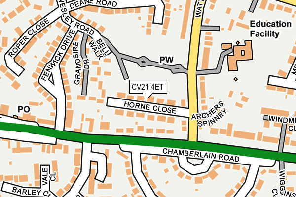 CV21 4ET map - OS OpenMap – Local (Ordnance Survey)