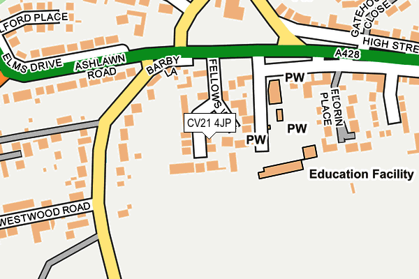 CV21 4JP map - OS OpenMap – Local (Ordnance Survey)